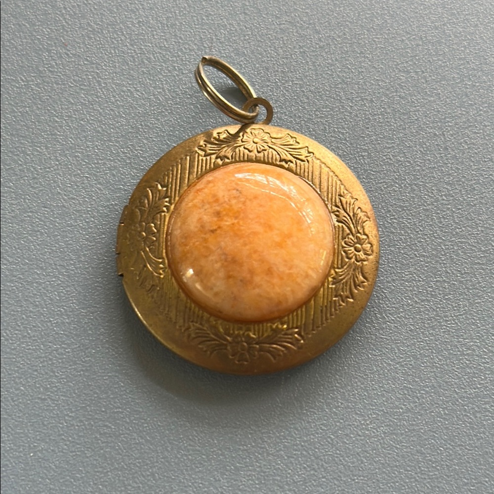 Elegant Vintage Gold and Orange Locket Pendant